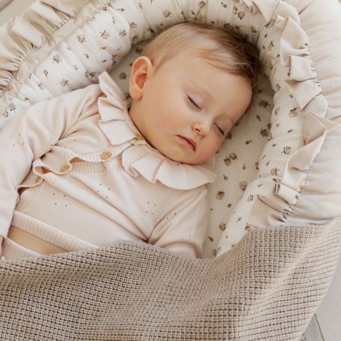 Kootud beebitekk "Merino" 90x75 cm light beige