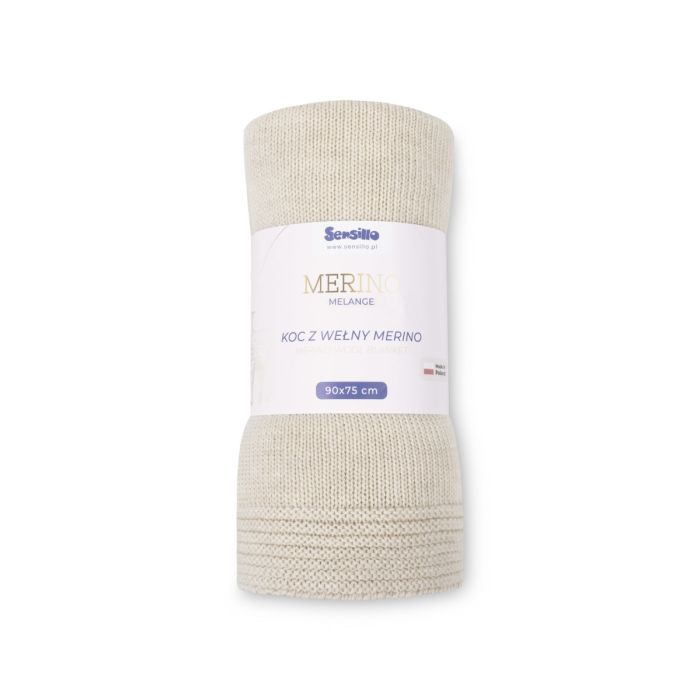 Kootud beebitekk "Merino" 90x75 cm light beige