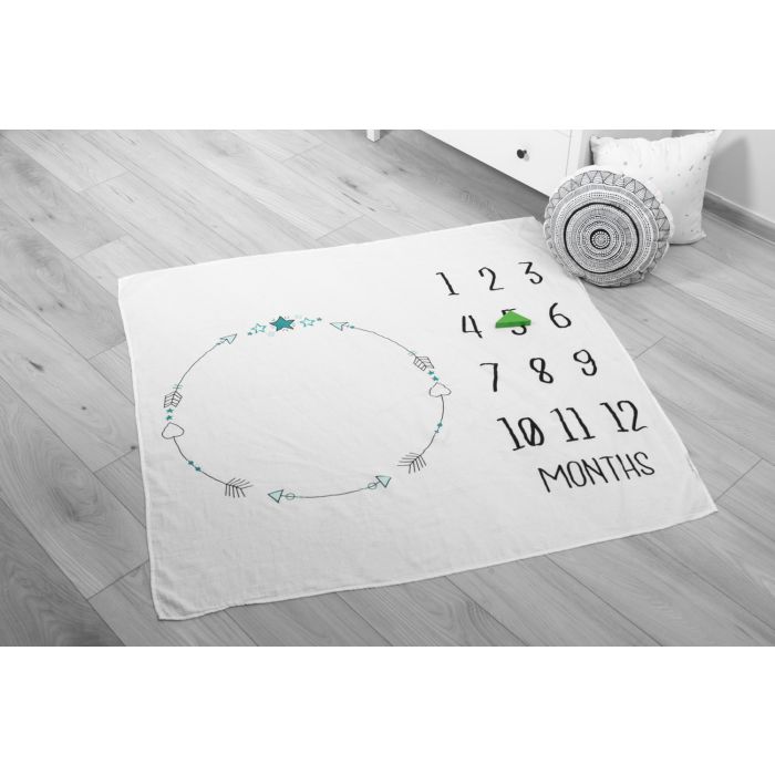 Musliinist lapid (foto taust) imikutele "Months" 120x120cm