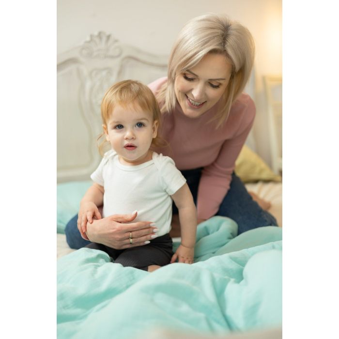 Musliinist beebi voodipesu komplekt 135x100 "Soft mint" 