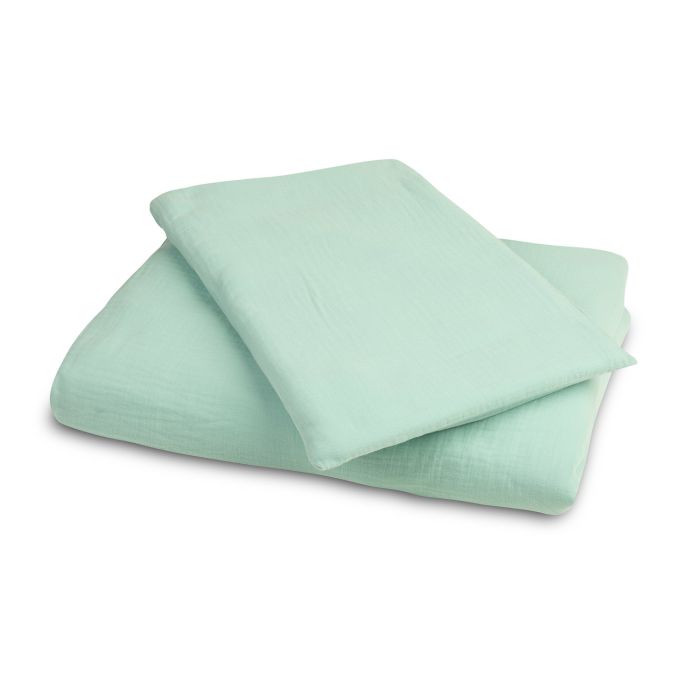 Musliinist beebi voodipesu komplekt 135x100 "Soft mint" 