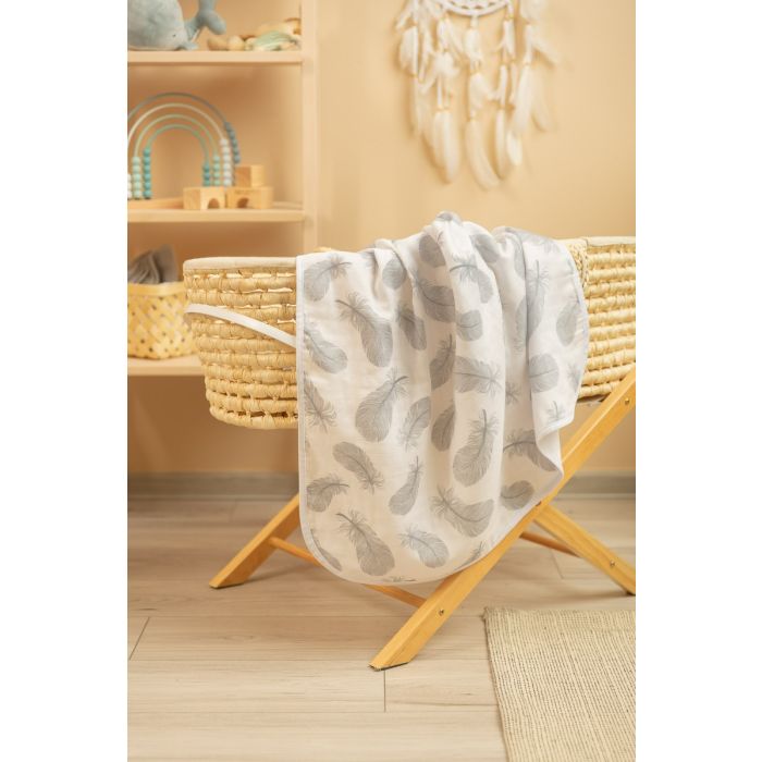 Muslino pledukas kūdikiui "Light feathers" 80x100 cm