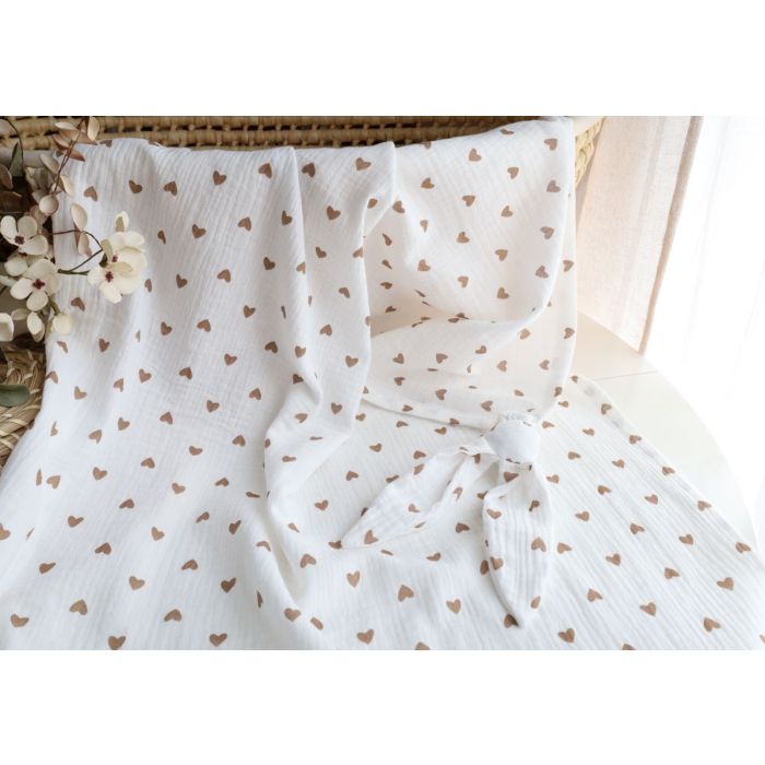 Musliintekk beebile koos kaisulapiga (70x100) – beežid südamed