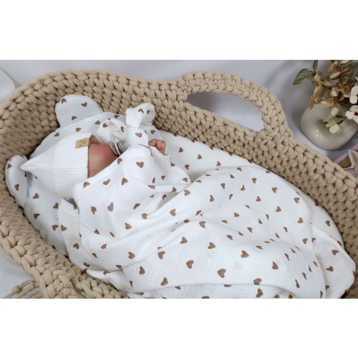 Musliintekk beebile koos kaisulapiga (70x100) – beežid südamed