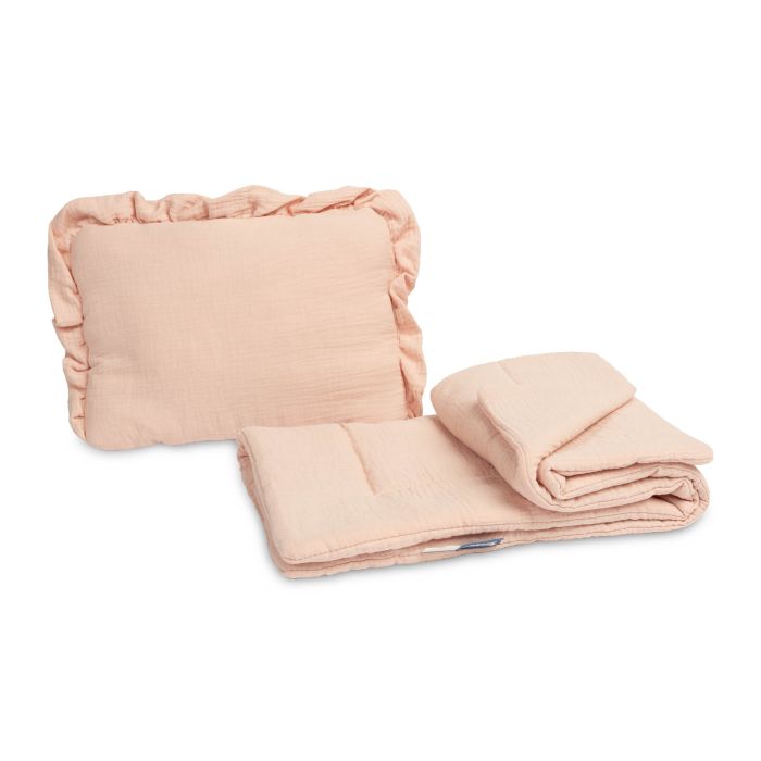 Musliinist beebitekk "Luxury soft" ja padi roosa