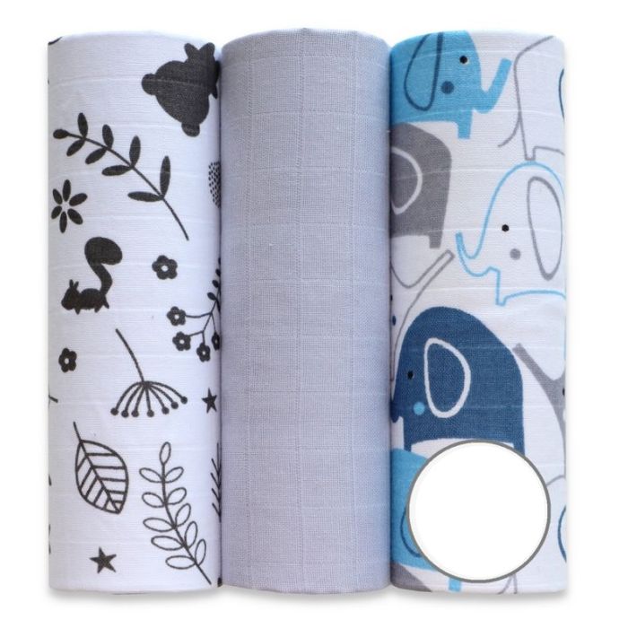 Musliinist lapid "Elephants In blue" 60x80 3 tk