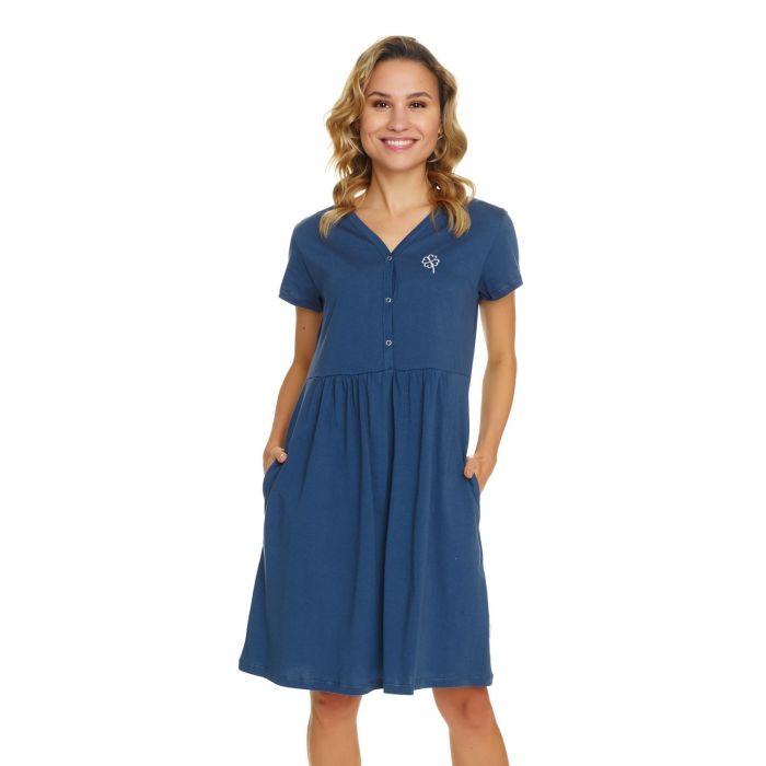 Puuvillane öösärk rasedatele naistele "Clover" deep blue