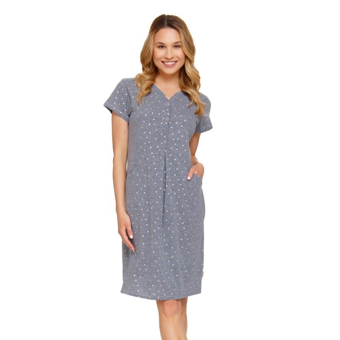 Puuvillane öösärk rasedatele naistele  "Lovely" dark grey 