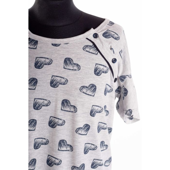 Puuvillane öösärk rasedatele naistele "Grey Hearts"