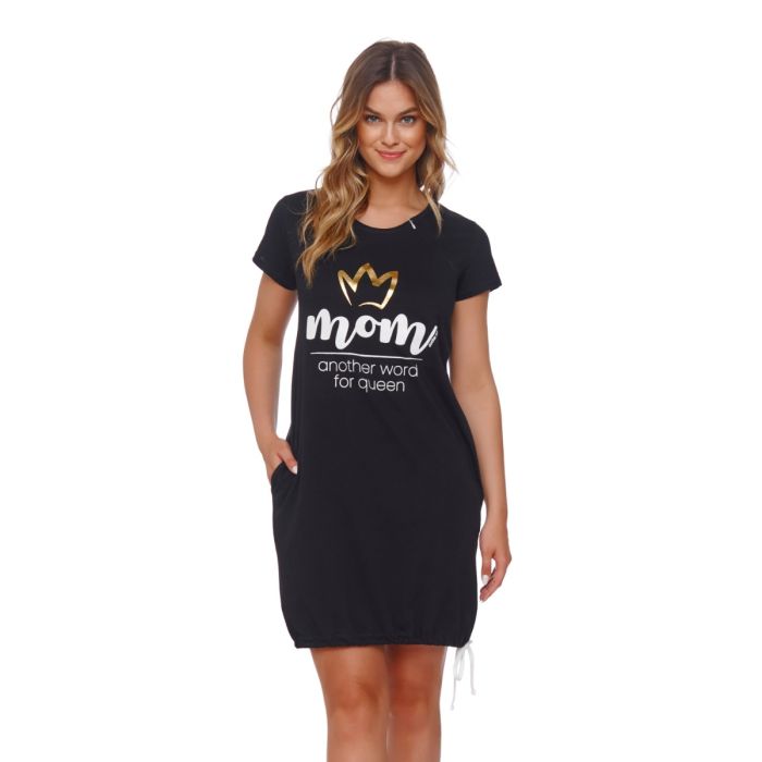 Puuvillane öösärk rasedatele naistele  "Mummy" black