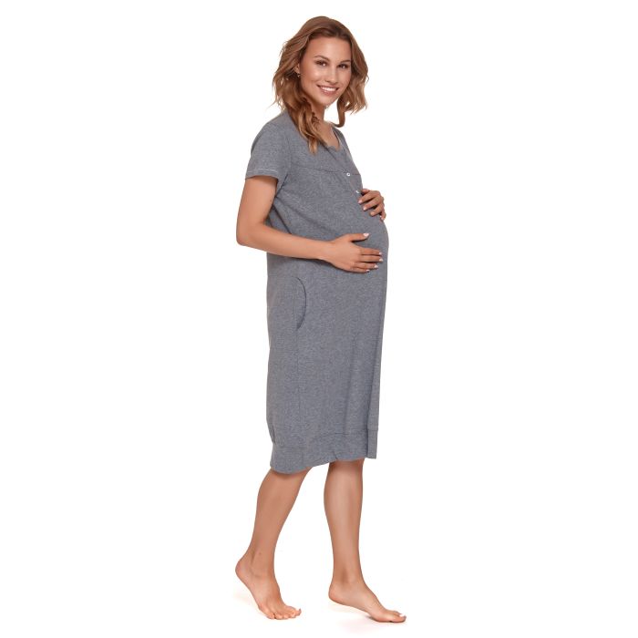 Puuvillane öösärk rasedatele naistele  "VERONA" Dark grey S-XXL 