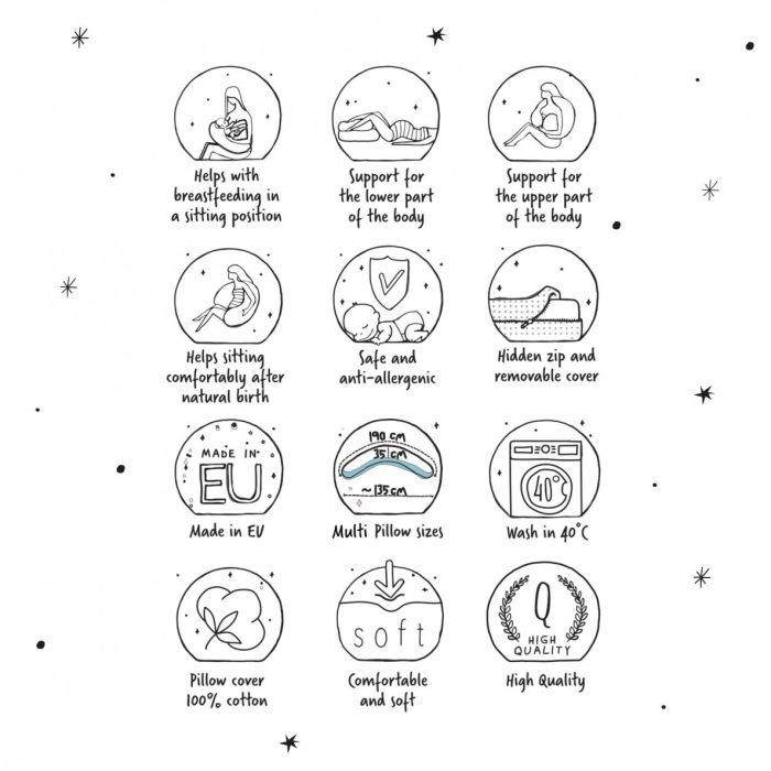 Nuudelpadi - imetamispadi 190 cm "Caro flexi grey" 