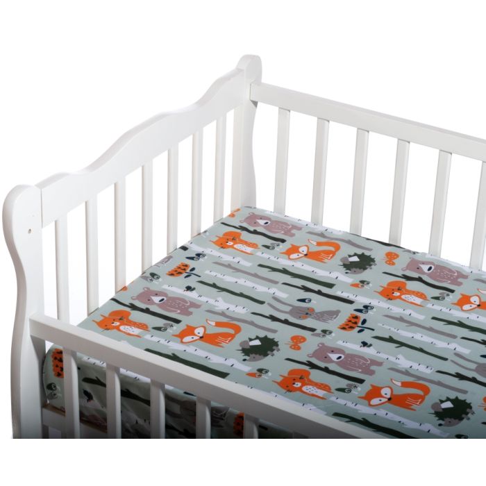 Kummiga voodilina "Forest life" 60x120 - puuvil, hall