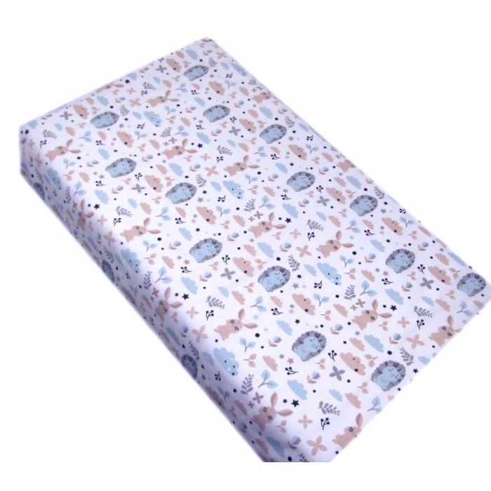 Kummiga voodilina "Bunny& Hedgehog" 60x120 - puuvil