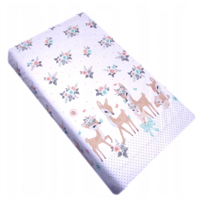 Kummiga voodilina "Bembi" 60x120 - puuvil, valge