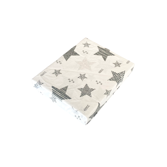 Kummiga voodilina "Galaxy white" 60x120 - puuvil