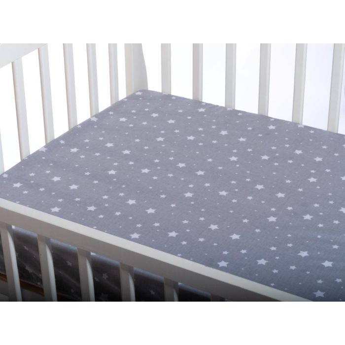 Kummiga voodilina "Stella" 60x120 - puuvil, hall