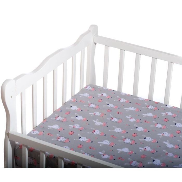 Kummiga voodilina "Doris" 60x120 - puuvil, hall