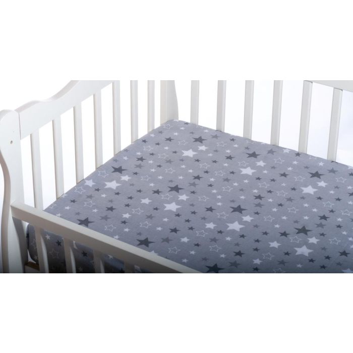 Kummiga voodilina "Galaxy" 60x120 - puuvil, hall