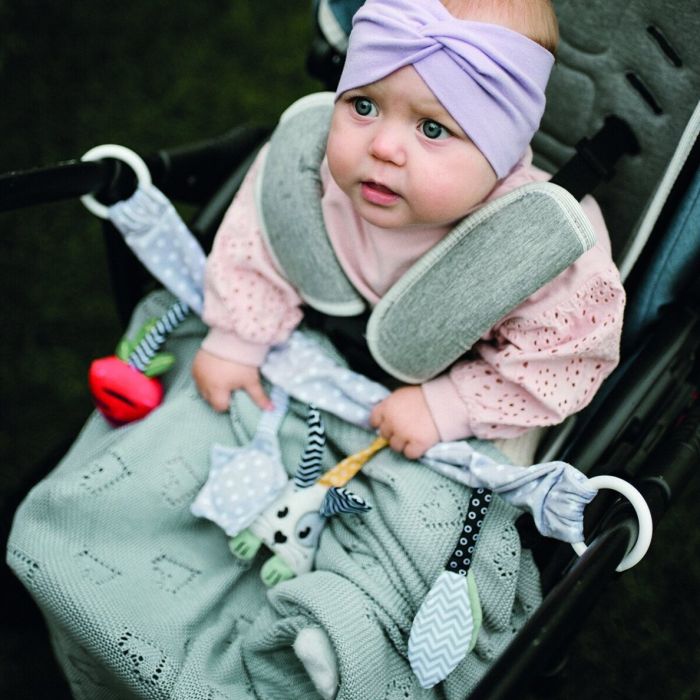 Kootud Babyono bambus beebitekk "Love U" 100x75 cm sinine