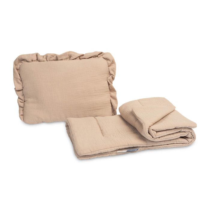 Musliinist beebitekk "Luxury soft" ja padi beige
