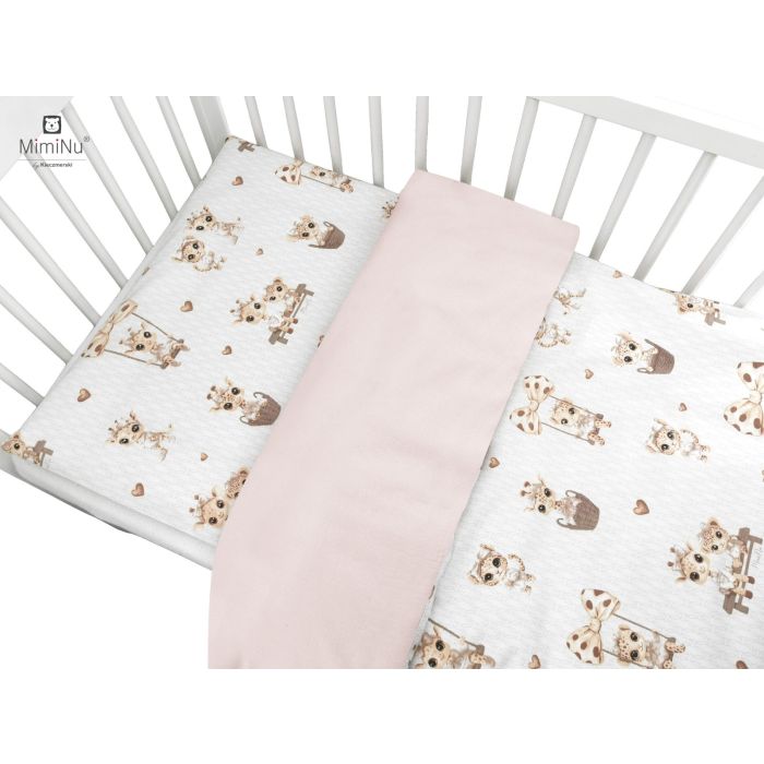 Voodipesu beebidele 135x100 "Giraffee" dusty pink 