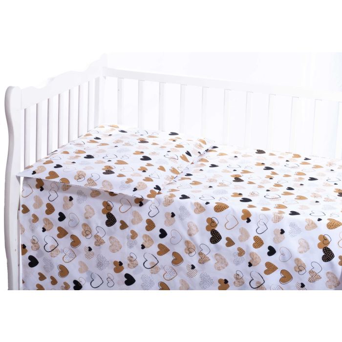 Voodipesu komplekt 135x100 "Südamekesed" kollast värvi