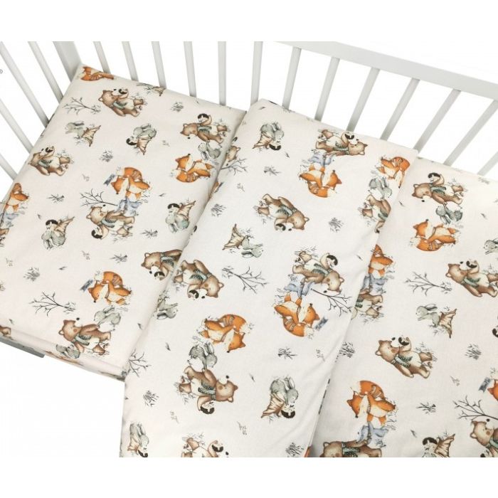 Voodipesu beebidele 135x100 "Forest family beige" 