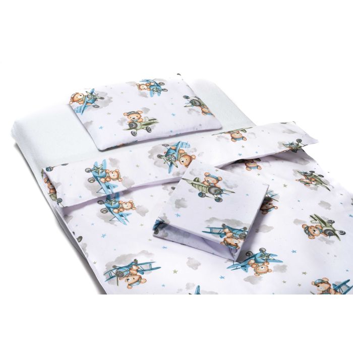 Võrevoodi voodipesukomplekt  80x70cm "Bear pilot blue" 