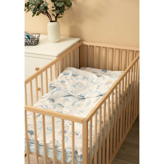 Voodipesu beebidele 135x100 "Sea world" + voodilinad 120x60 