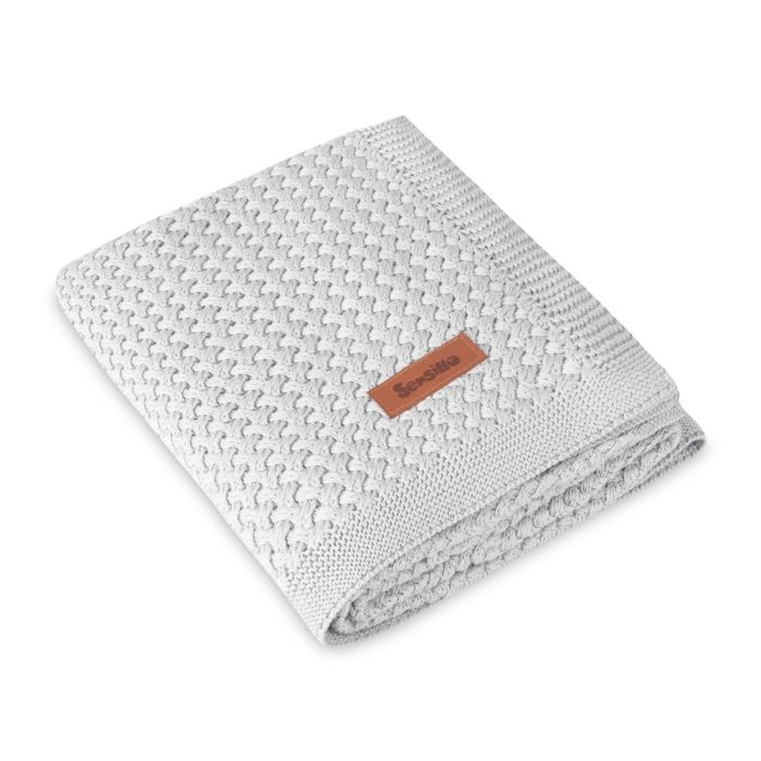 Kootud bambusviskoos beebitekk "Bamboo" 100x80 cm baby blue
