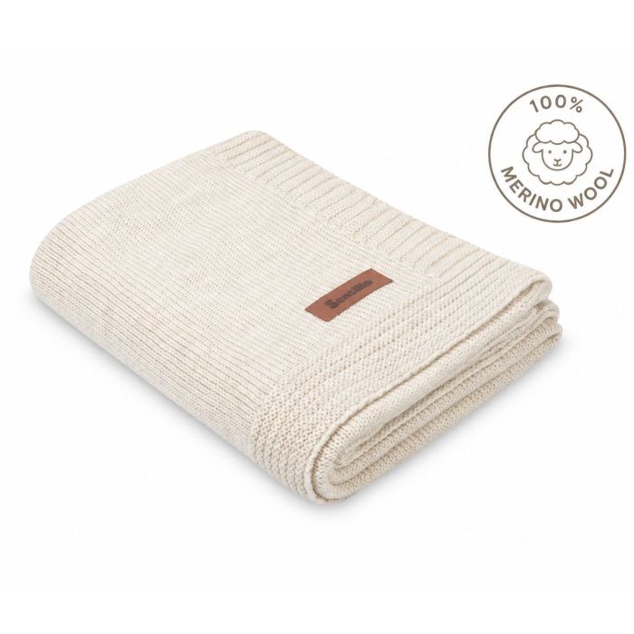 Kootud beebitekk "Merino" 90x75 cm light beige