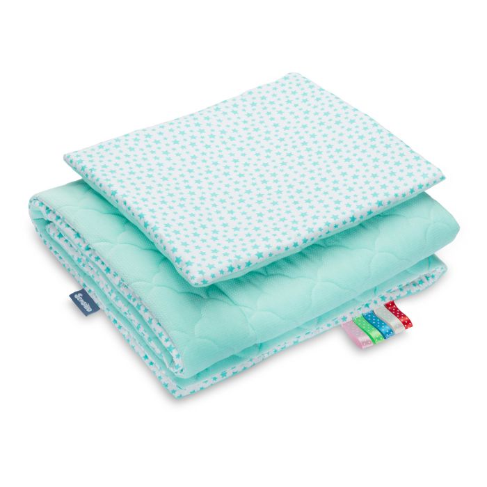 Laste pleed "Mineral Velvet" 100x75cm ja padi 30x35cm türkiissinine