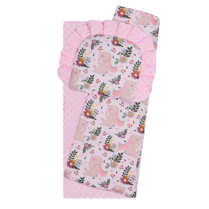 Kahepoolne tekk ja padi komplekt "Bunnies &Flowers" 