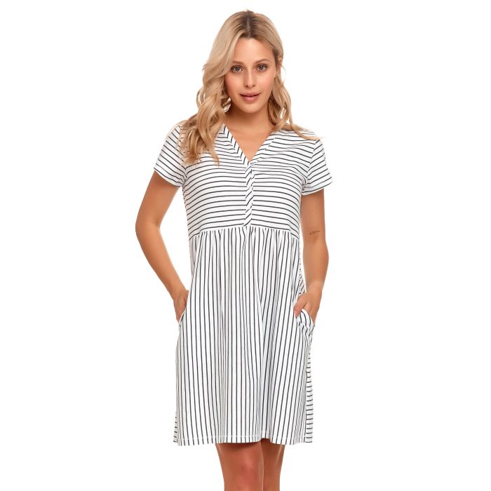 Puuvillane öösärk rasedatele naistele  "Lines" graphite