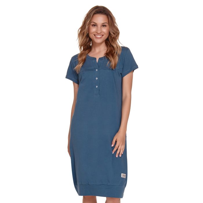 Puuvillane öösärk rasedatele naistele  "VERONA" Deep blue S-XXL 