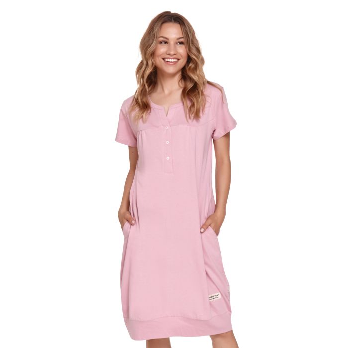 Puuvillane öösärk rasedatele naistele  "VERONA" Papaya S-XXL 