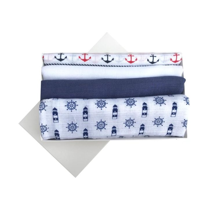 Puuvillased seatud mähkmed "Blue sea" 4tk