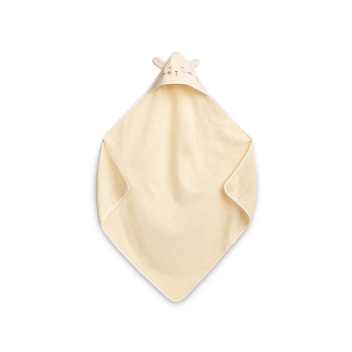 Rätik beebile kapuutsiga "Bunny" 90x90 cm ecru