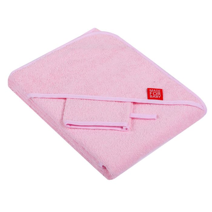 Vannirätik kapuutsiga ja pesukinnas "Blank" 80x80 cm roosa