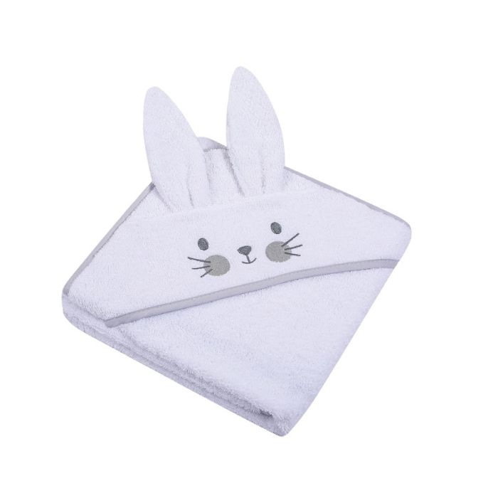  Beebi rätik kapuutsiga "Bunny" 80x80 cm  valge
