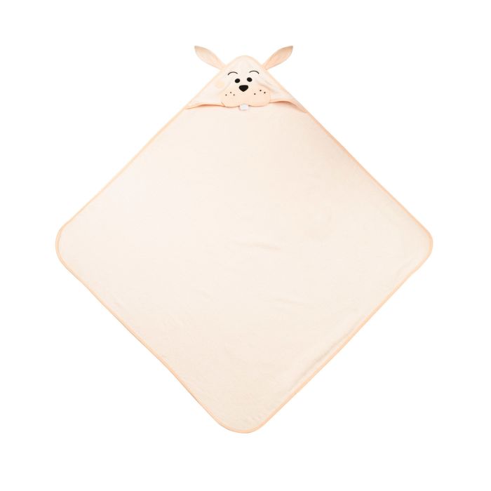 3D vannilina kapuutsiga beebile "Funny Bunny"100x100cm "frotte" roosa