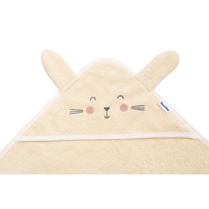 Rätik beebile kapuutsiga "Bunny" 90x90 cm ecru