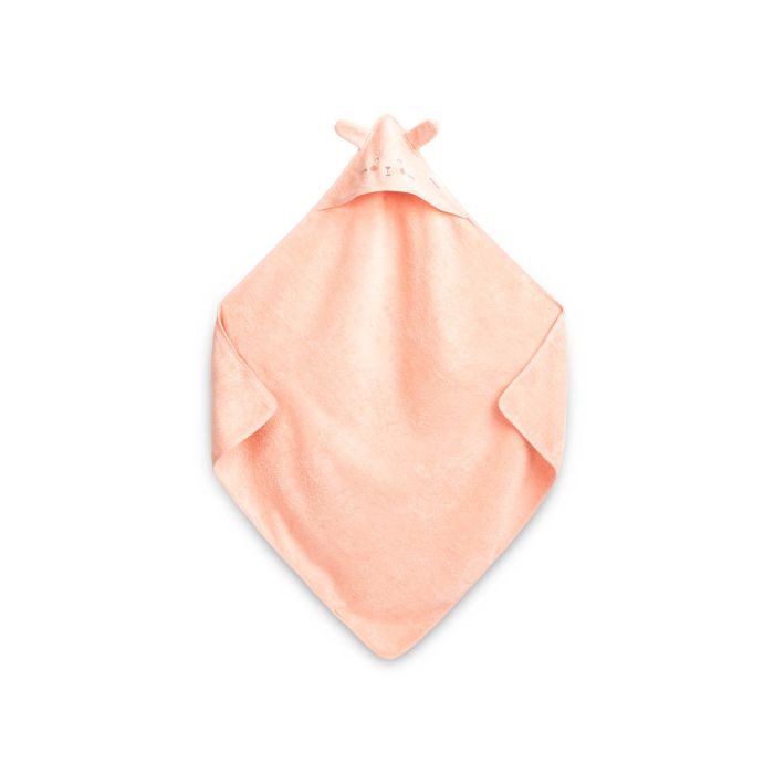 Rätik beebile kapuutsiga "Bunny" 90x90 cm roosa