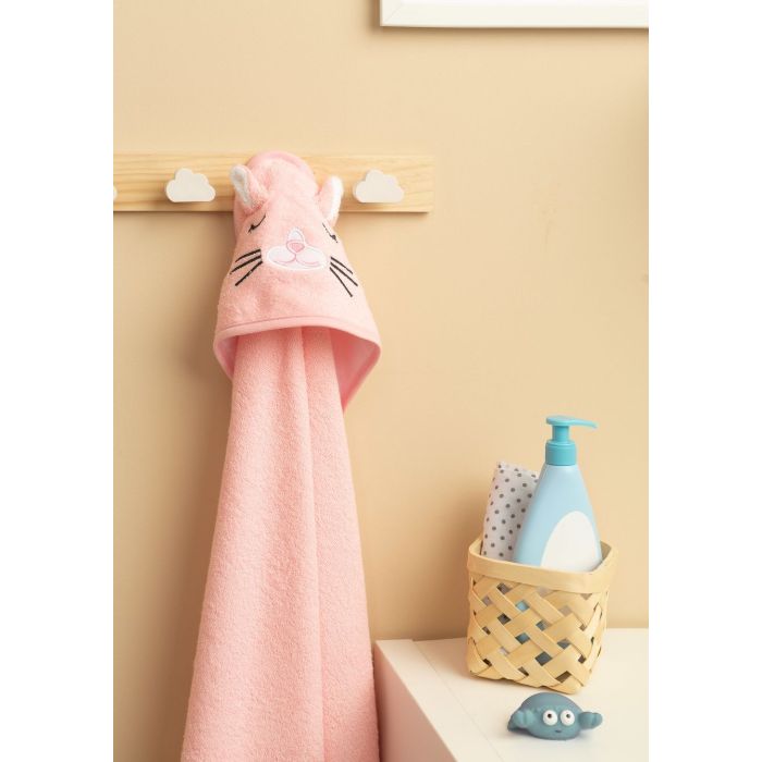 3D kapuutsiga vannilina "Pinky rabbit"100x100cm "frotte"