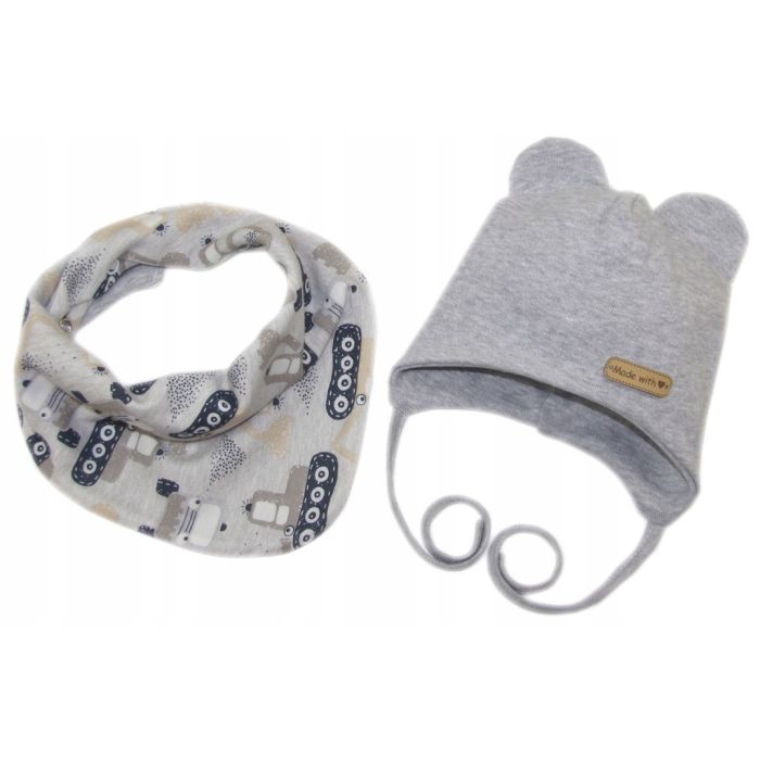 Beebi müts ja sall  "Love" - Grey