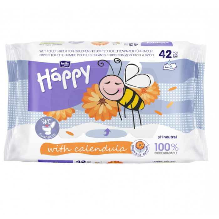 Drėgnas tualetinis popierius Bella "Kids calendula" 42 vnt