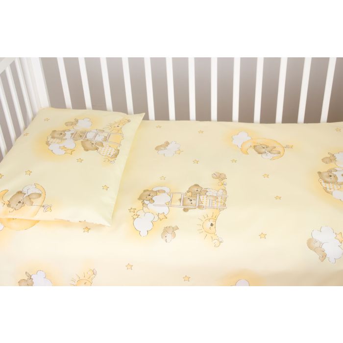 Voodipesu komplekt koos kaitsega "Pilved", kollane