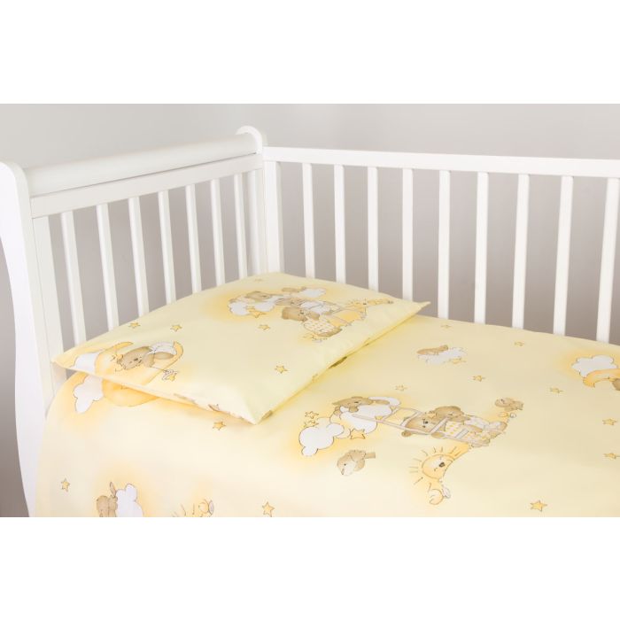 Voodipesu komplekt koos kaitsega "Pilved", kollane