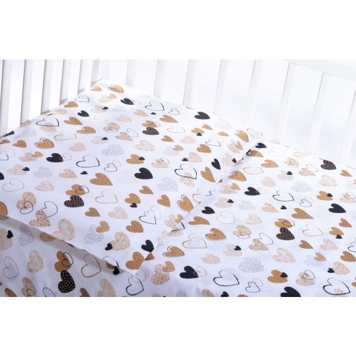 Voodipesu komplekt 135x100 "Südamekesed" kollast värvi